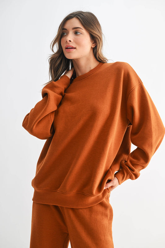 Burnt Amber Fleece Sweatshirt