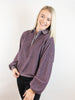 Plum Collared Half-Button Sweatshirt