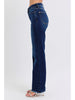 Dark Blue Mid Rise Straight Leg with Fray Hem Jeans