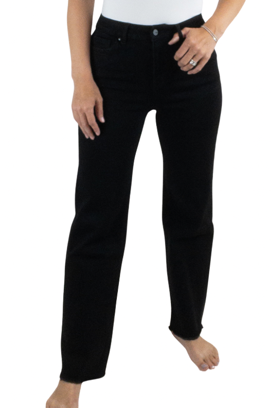 Mica High Rise Slim Wide Jeans - Black