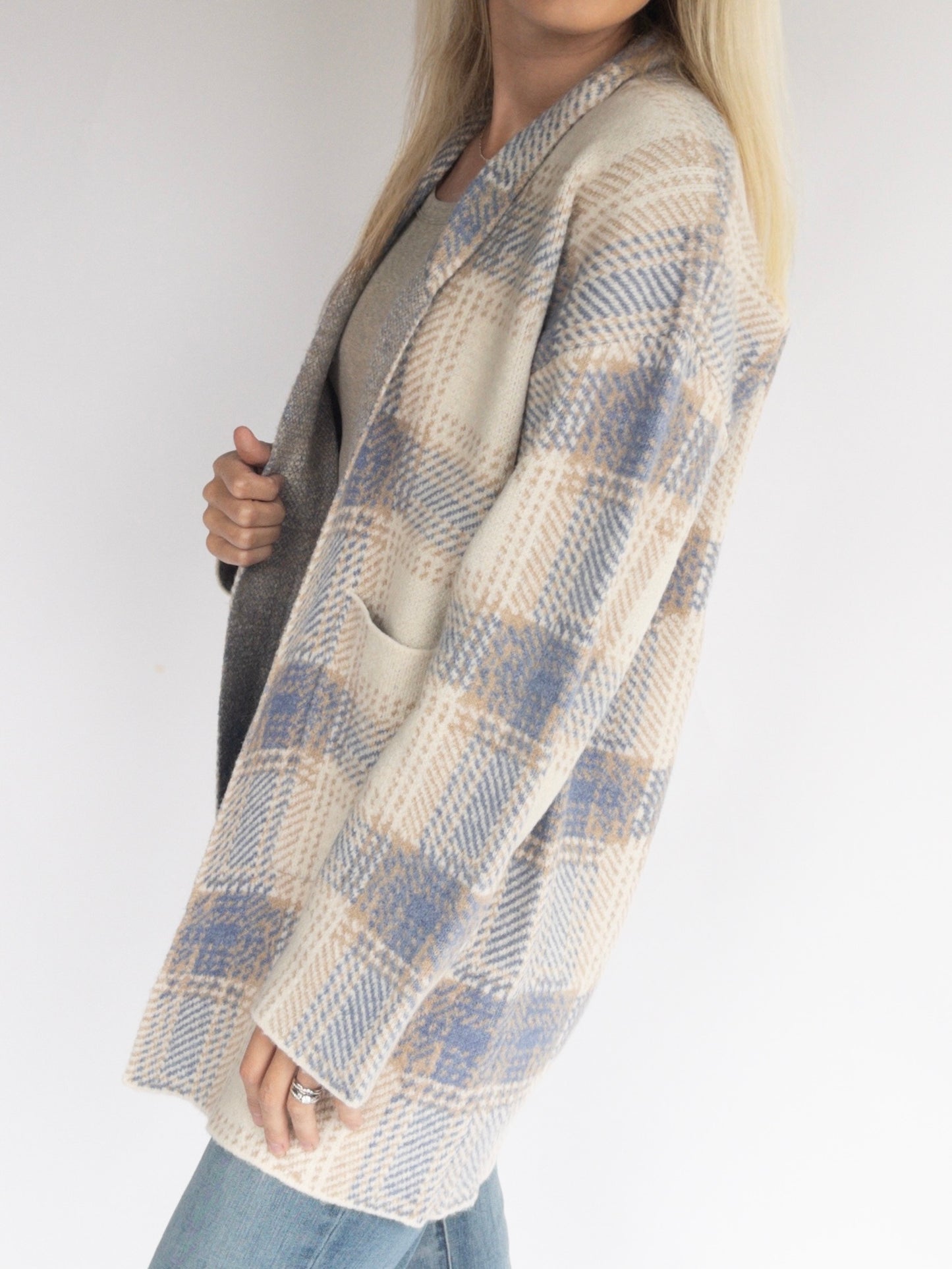 Cozy Checker Sweater Cardigan