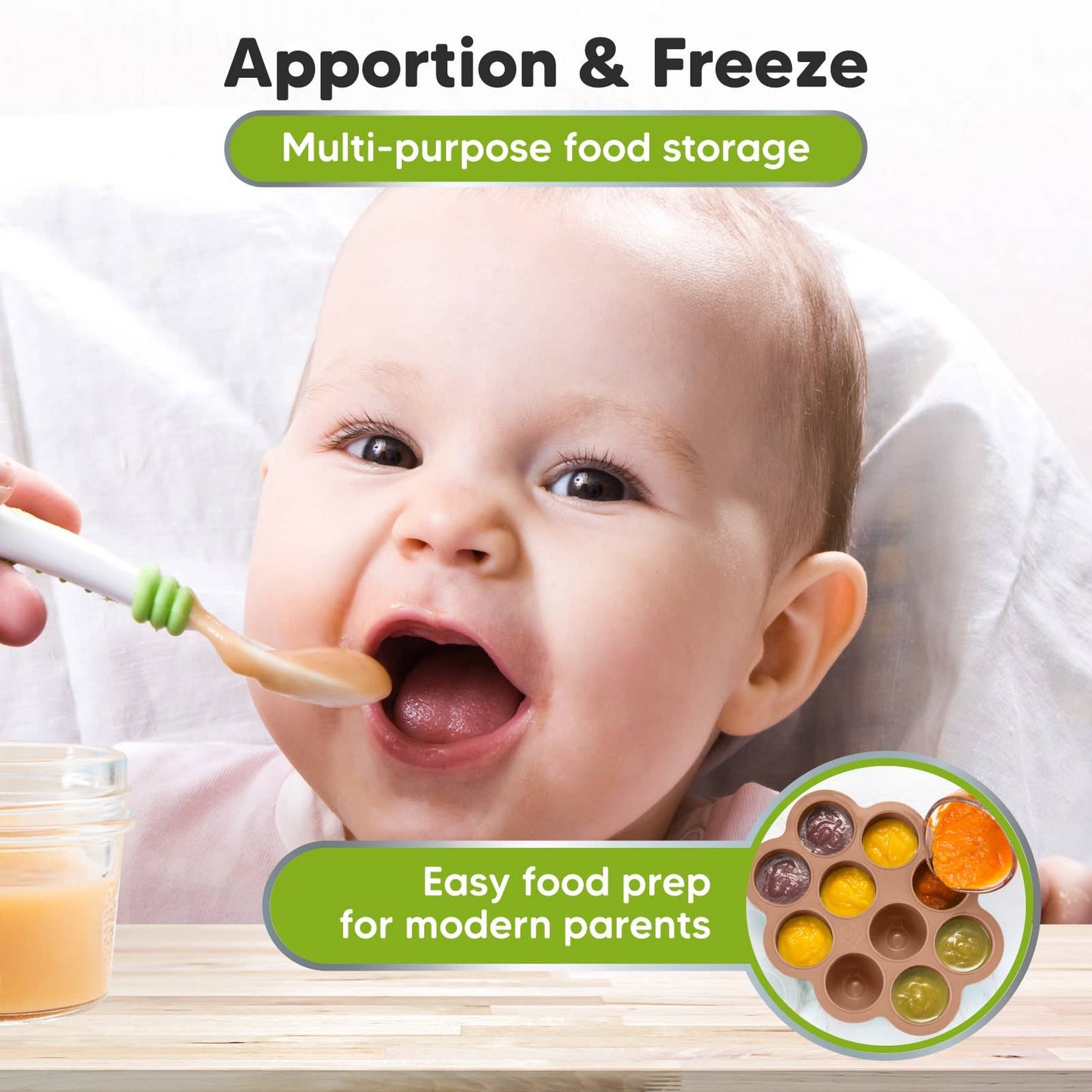 2oz x 10 Pods Prep Silicone Baby Food Freezer Tray with Lid