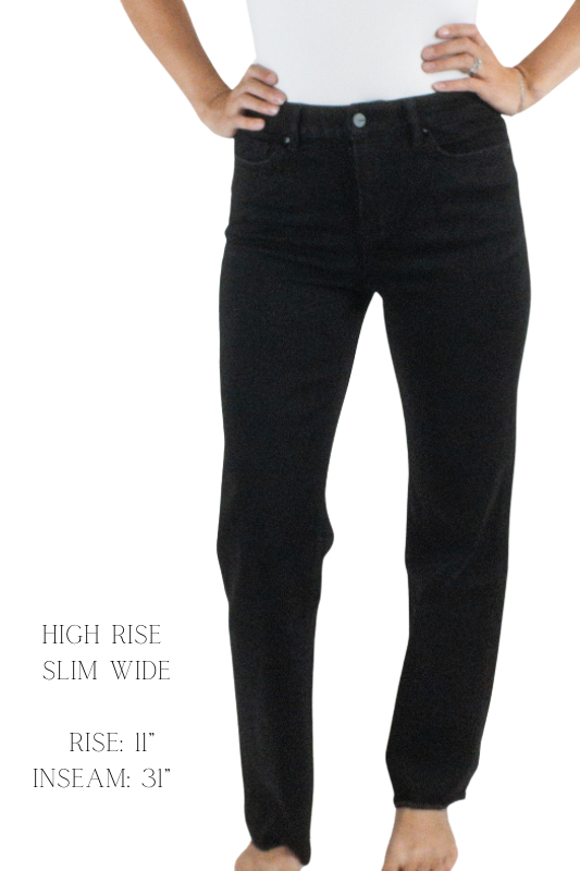 Mica High Rise Slim Wide Jeans - Black