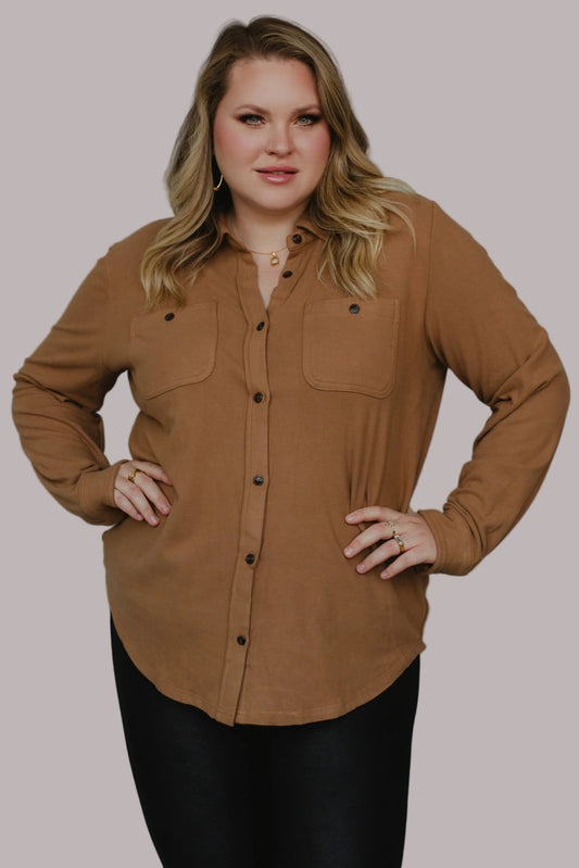 Dark Tan Super Soft Button Up