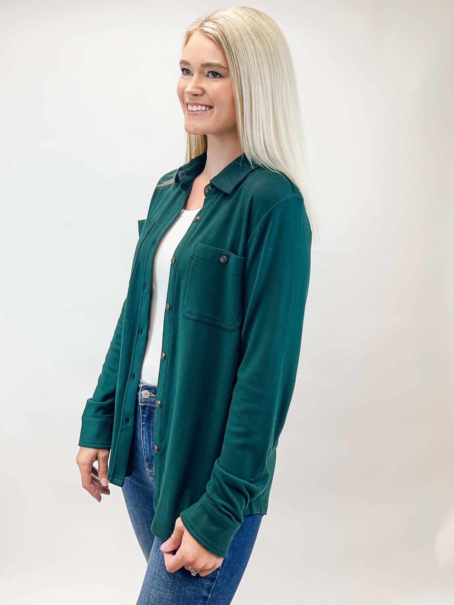Hunter Green Super Soft Button Up