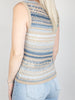 Blue Tan Crochet Stripe Tank Top
