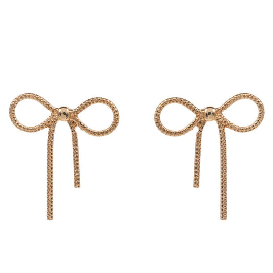 Gold Bow Ribbon Earrings