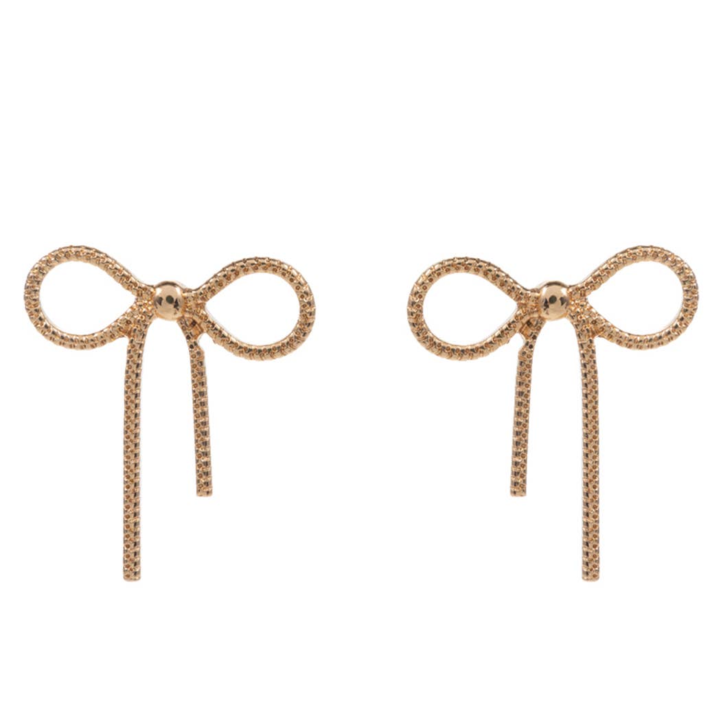 Gold Bow Ribbon Earrings