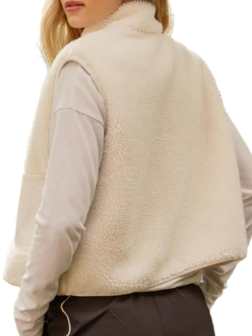 Cream Fleece Cozy Vest