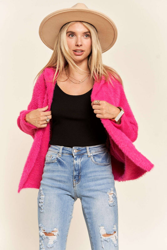 Hot Pink Fuzzy Cardigan