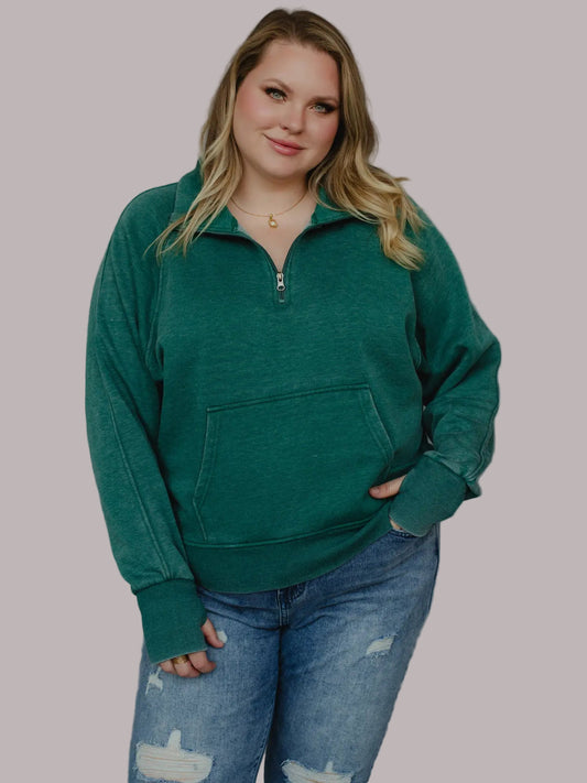 Dark Green Cropped Sweatshirt