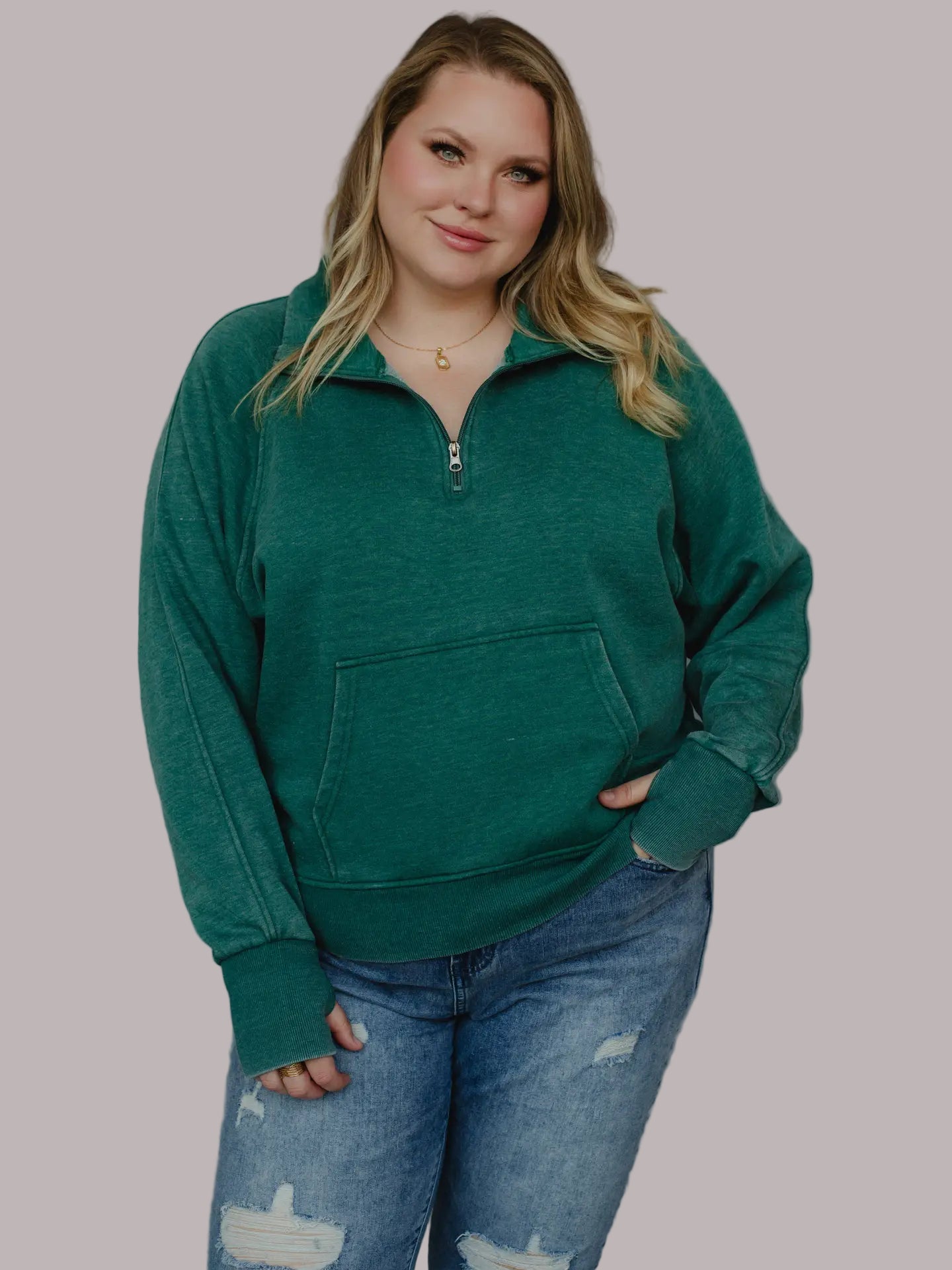 Dark Green Cropped Sweatshirt