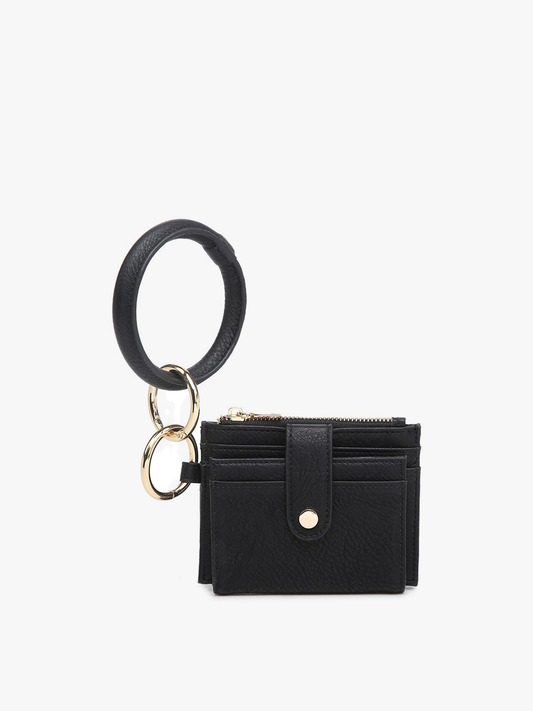 Sammie Mini Snap Wallet w/ Ring: Black
