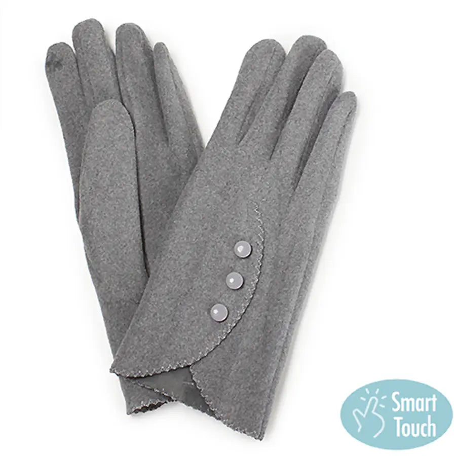 Embroidered Button Smart Touch Gloves