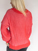 Red Ribbed V-Neck Sweater