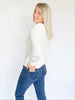Eggshell Soft Zip-Up V-Neck Sweater