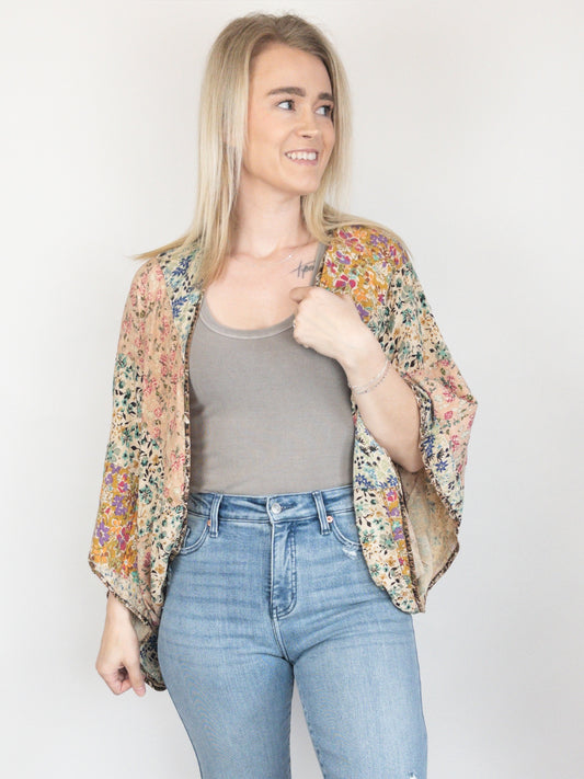 Boho Patchwork Kaftan Kimono Cardigan