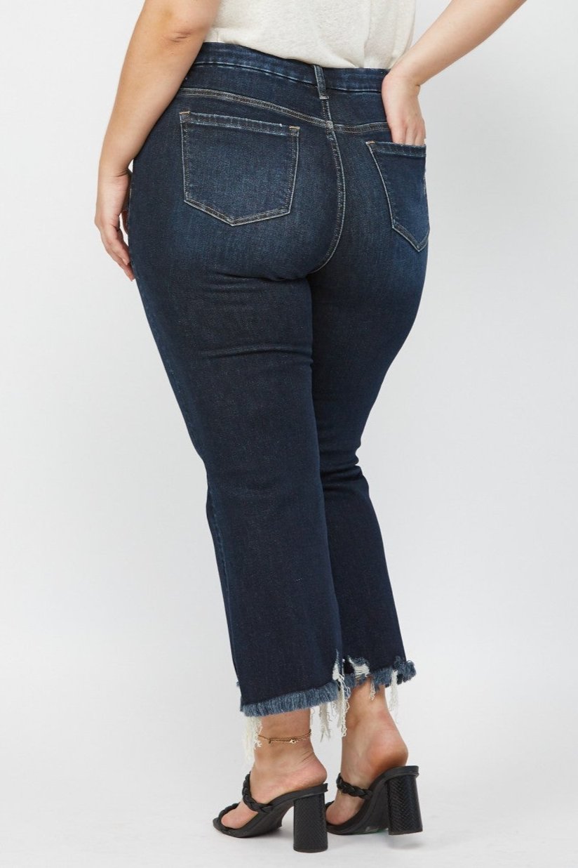 Mica Curvy High Rise Crop Flare Jeans - Dark Wash