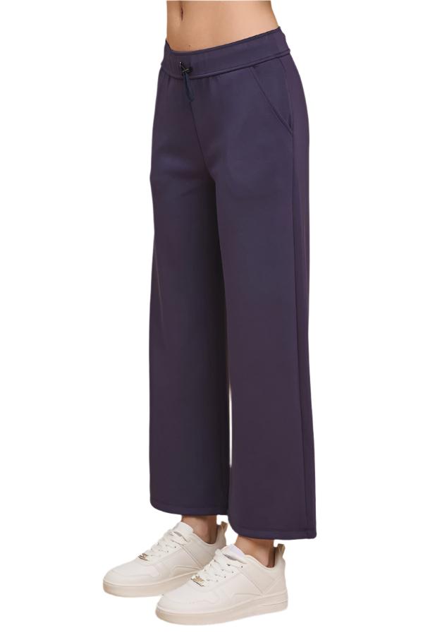 Navy High Rise Cropped Straight Leg Pants