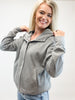 Waffle Splicing Zip Up Front Button Hooded Jacket