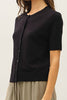 Black Short Sleeve Button Front Cardigan