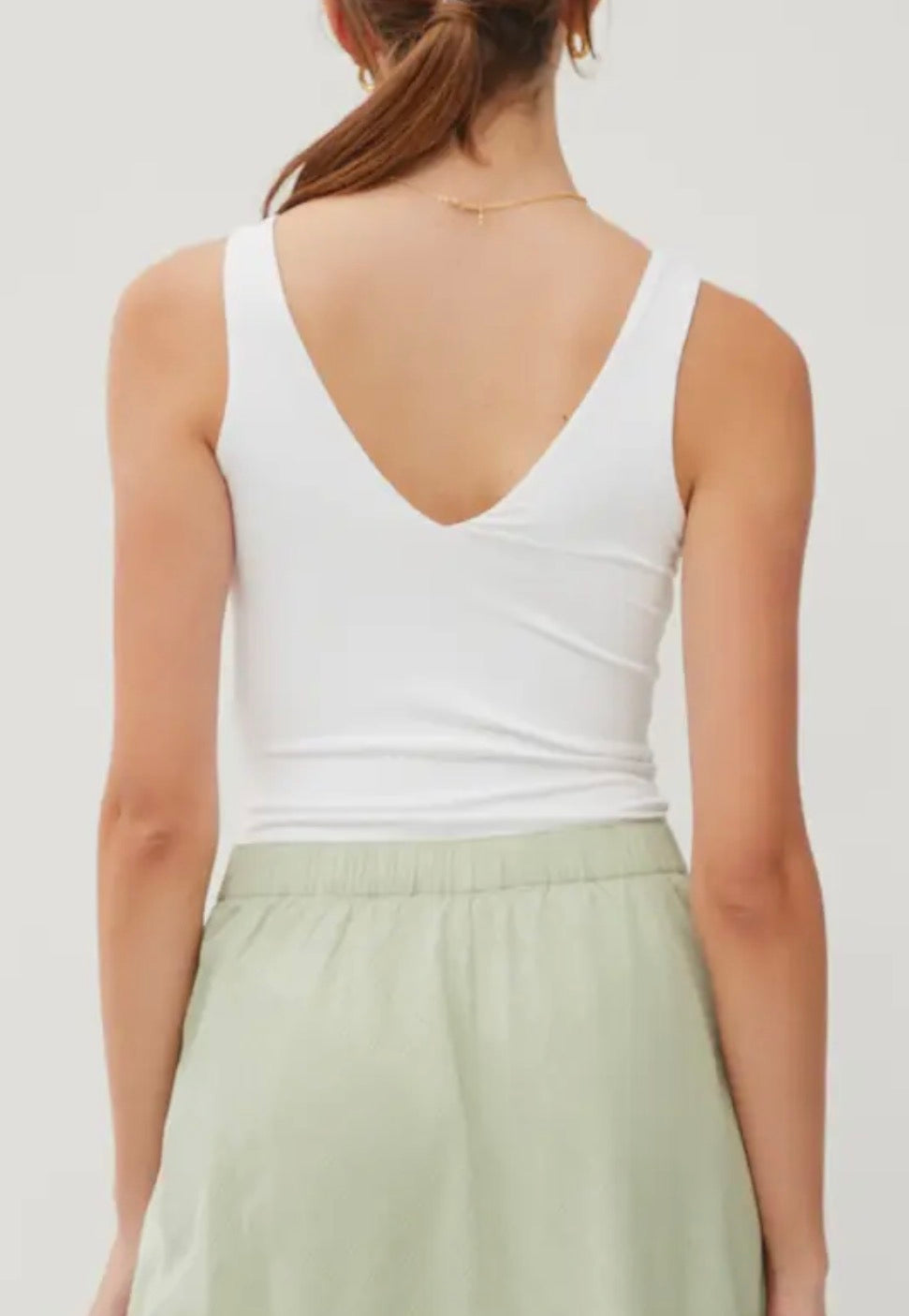 White Silky Matte V-Neck Bodysuit