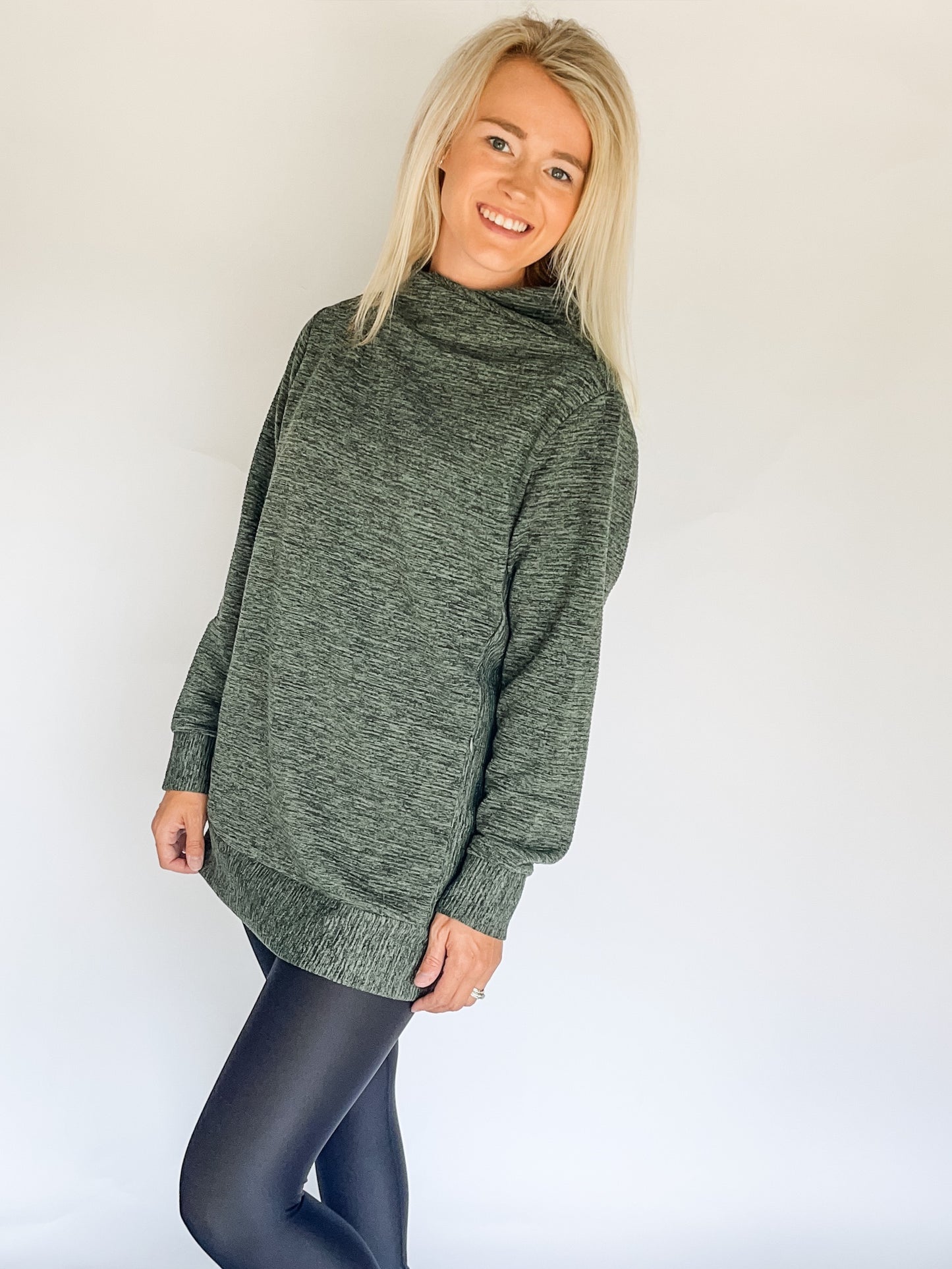 Chive Tunic Mock Neck Top