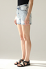 Hybrid Style High Rise Midi Denim Shorts - Light Acid Wash