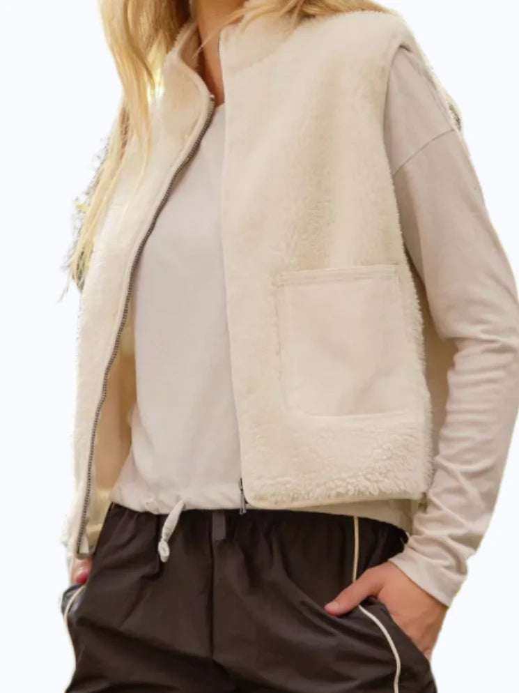 Cream Fleece Cozy Vest