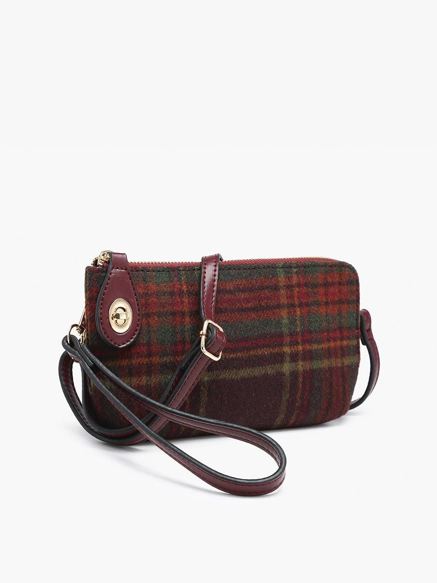 Kendall Plaid Crossbody/Wristlet w/ Twist Lock Closure