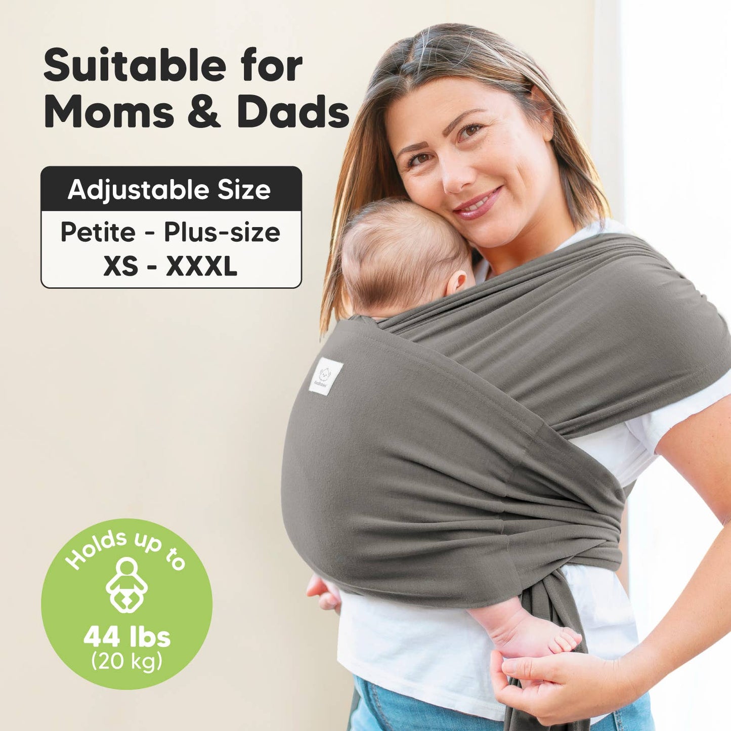 KeaBabies D-Lite Wrap Carrier - Graphite