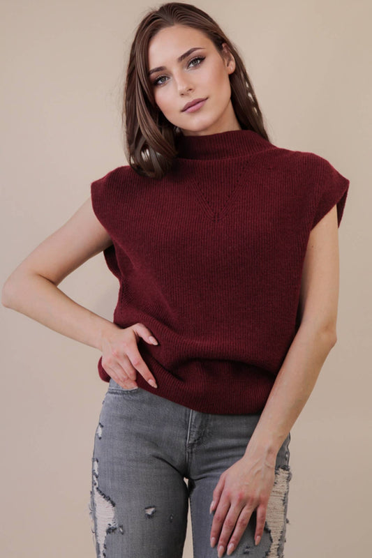 Burgundy Knit Sweater Vest Top