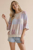 Plus Oversized Flutter Sleeve Patchwork Floral Top