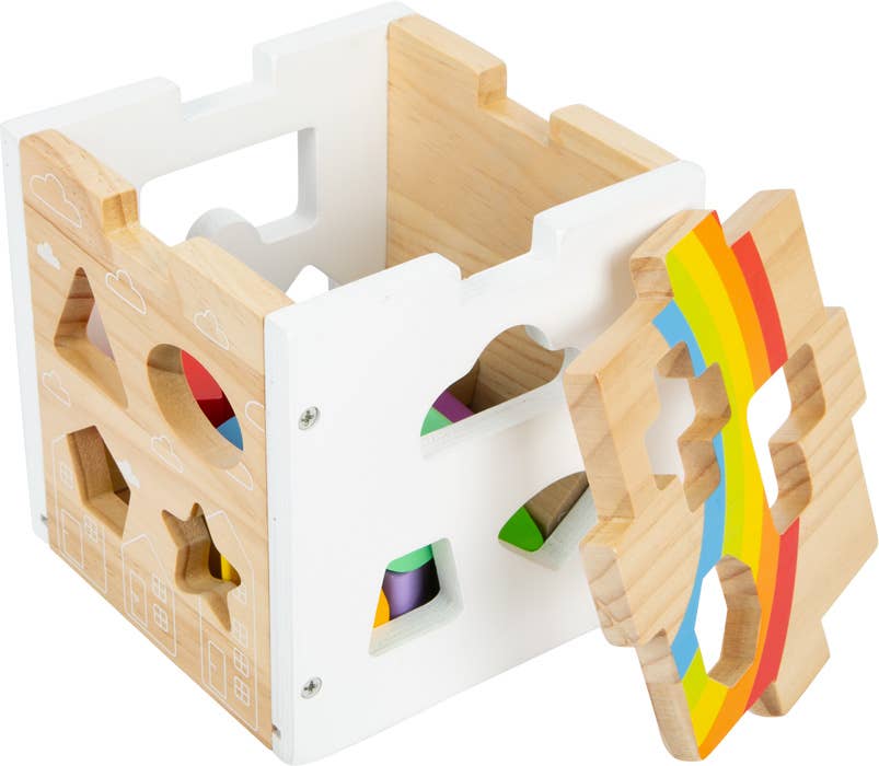 Wooden Toys Rainbow Shape Sorter Cube Playset