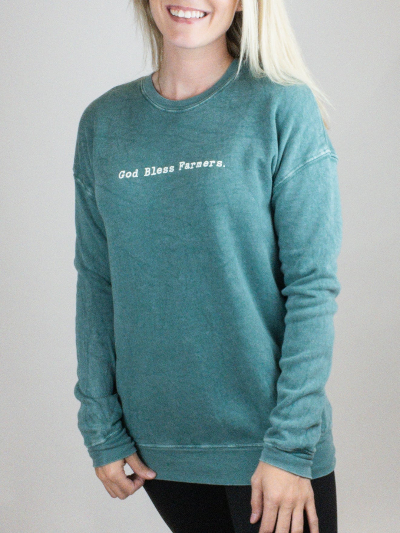 God Bless Farmers Mineral Washed Graphic Sweatshirt