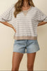 Plus Size Flutter Sleeve Stripe French Terry Top