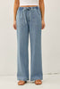 Medium Wash Knit Denim Wide Leg Pants
