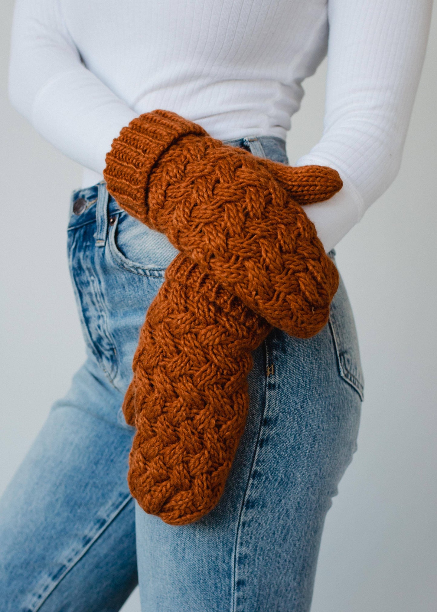 Rust Knit Mittens