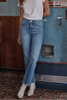 Tummy Control High Rise Straight Leg Jeans - Med Wash