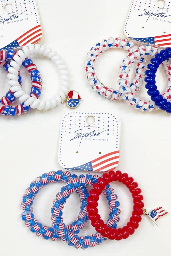 Set Of 3 USA Hair Tie Set