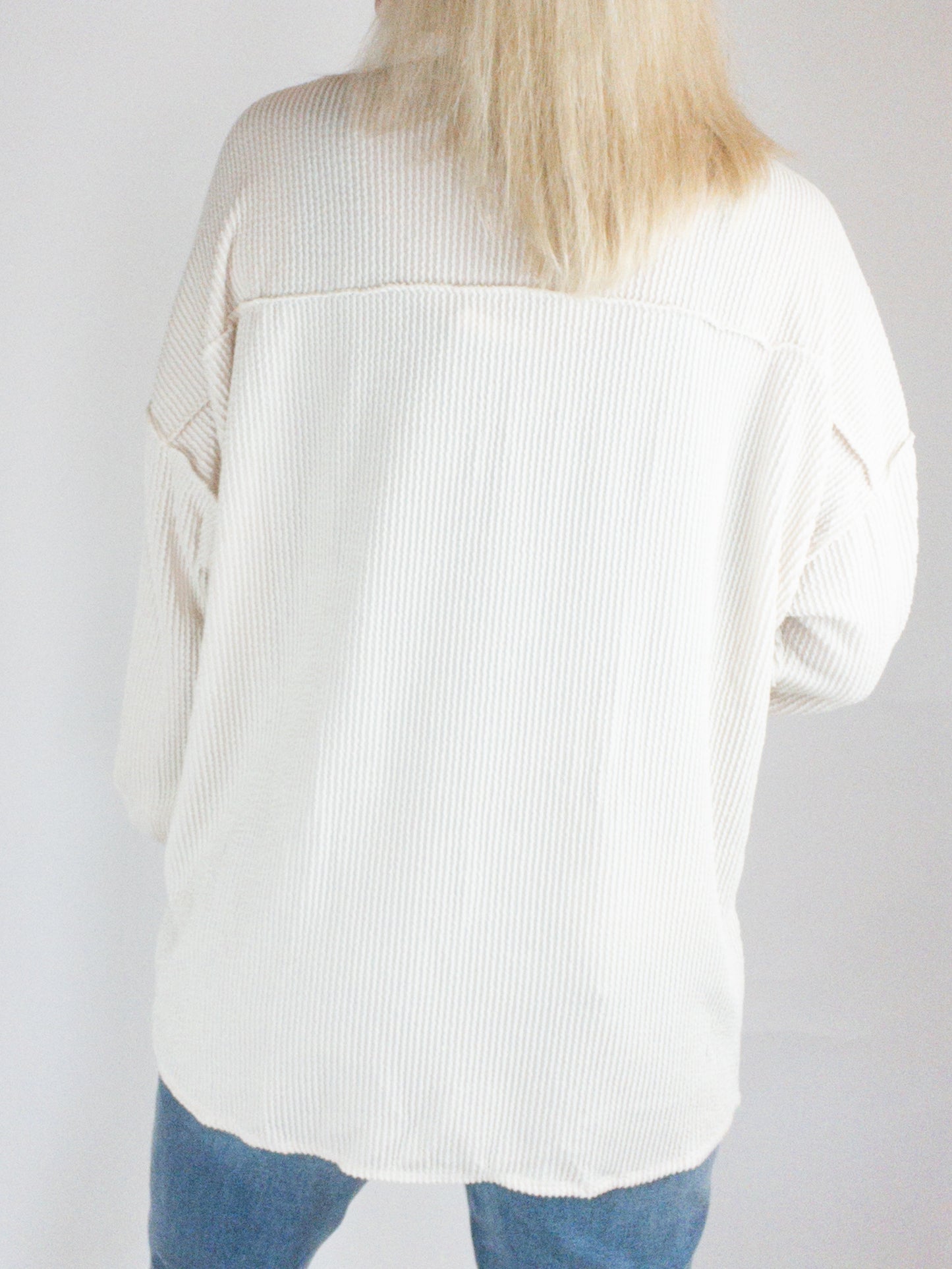 Cream Ribbed Essential Cardigan