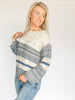 Color Block Bell Sleeve Boat Neck Sweater Slateblue