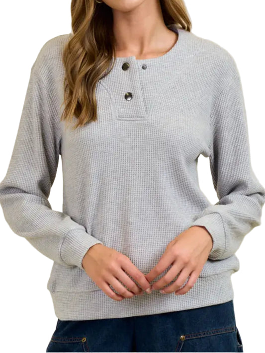Heather Grey Waffle Knit Top