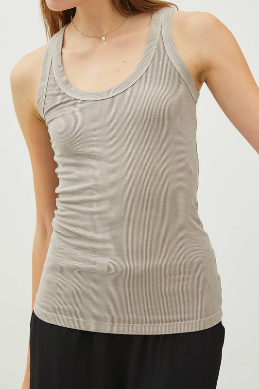 Taupe Ribbed Layering Tank