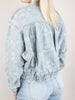 Paisley Ruched Denim Bomber Jacket