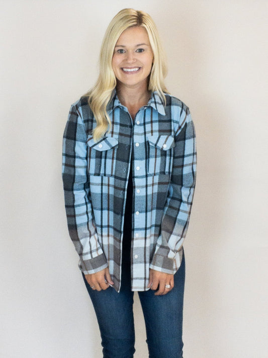 Blue, Gray & Brown Plaid Flannel