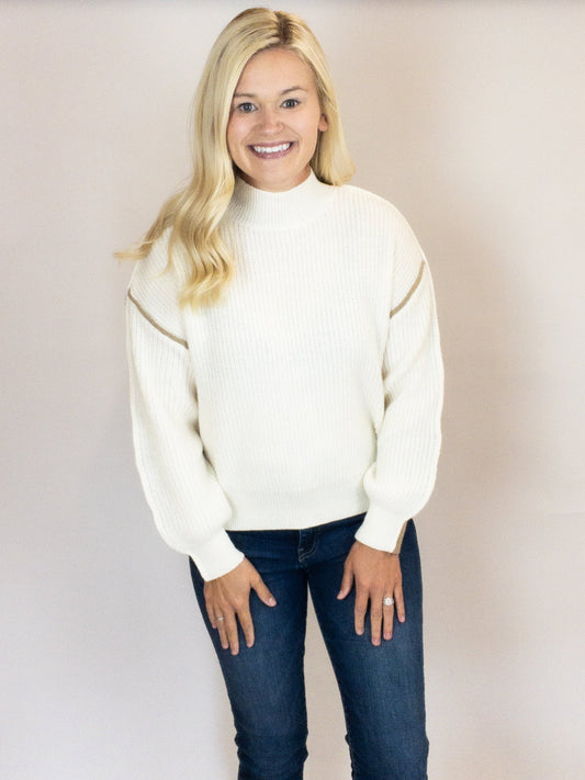 Cream/Taupe Colorblock Knit Sweater