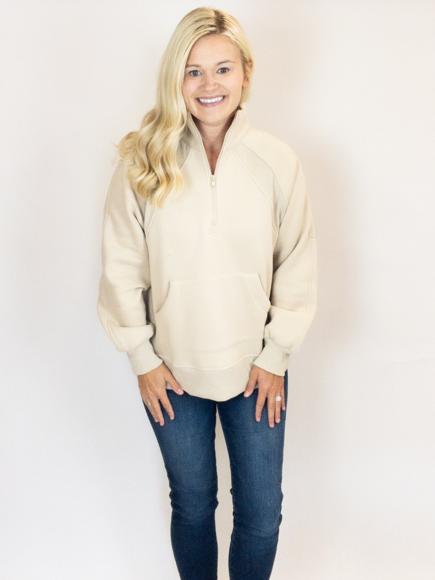 Khaki Half Zip Sweatshirt