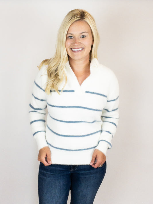 Ultra Cozy Light Blue Stripe Sweater