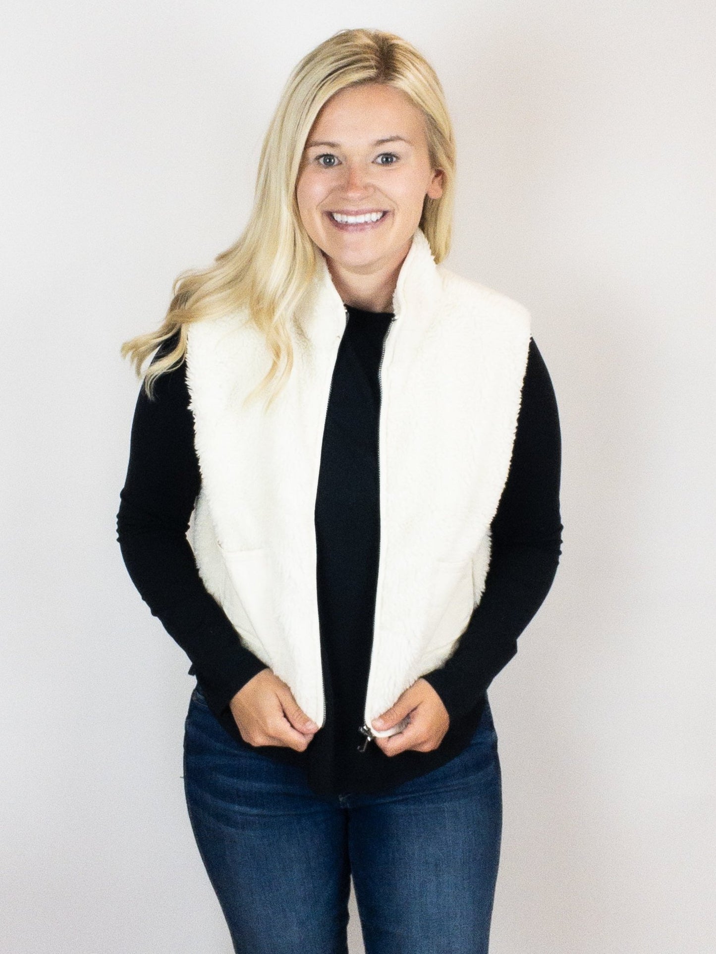 Cream Fleece Cozy Vest